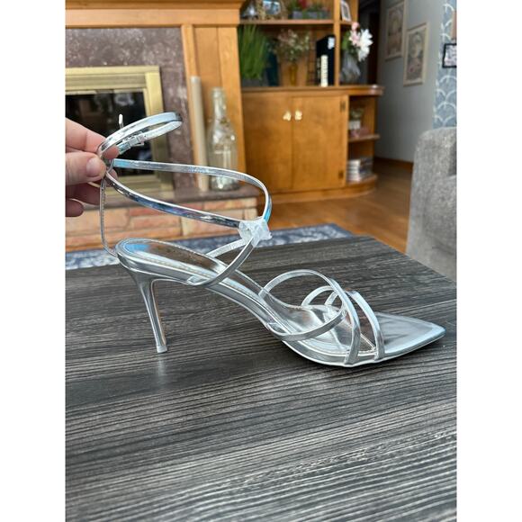 NWOT Olivia Ferguson Silver Strappy Heels Sz. 11 - Picture 5 of 6